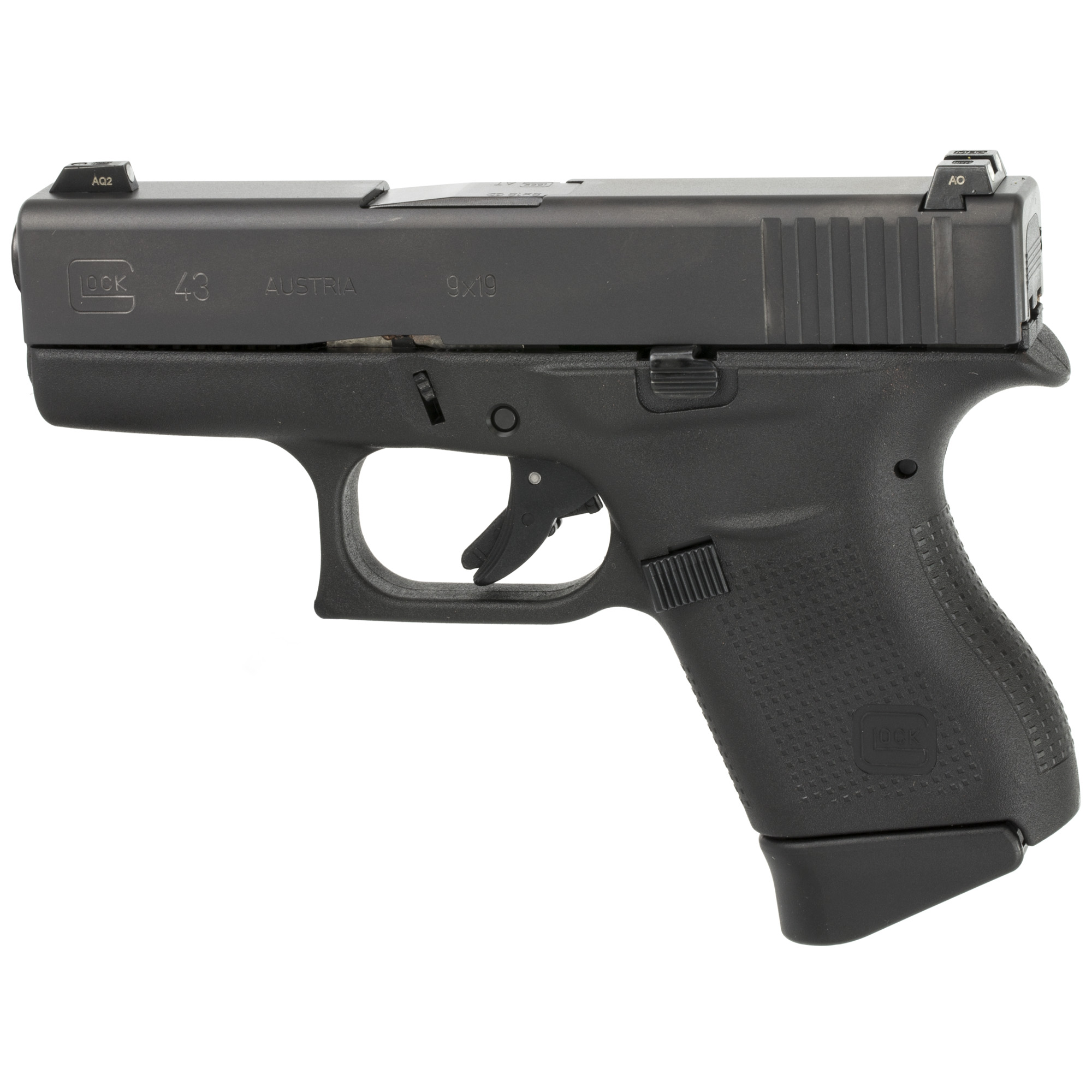 lock 43 Glock Night Sights 9mm with two six round mags.