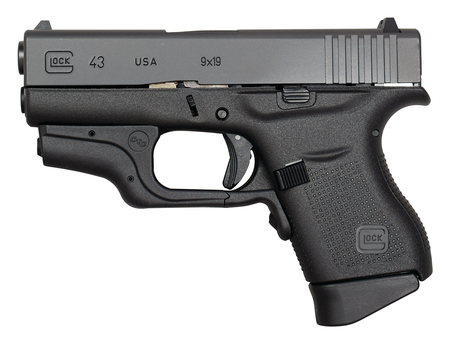 Glock 43 Crimson Trace Laser 9mm, with Holster and two six round mags.